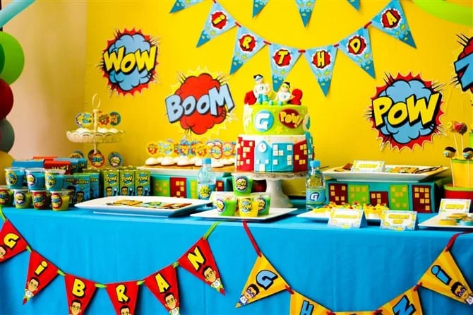 Superhero themed birthday celebration