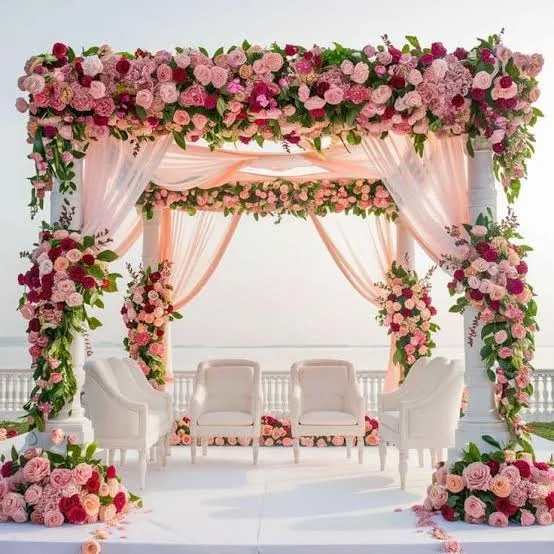 Pink floral engagement pavilion